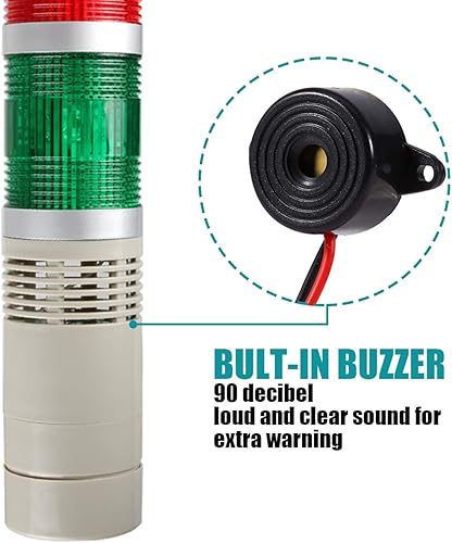 Miniatura 5 de Luz de advertencia industrial de la pila LED de 1 capa con el zumbador para la seguridad, DC 12V