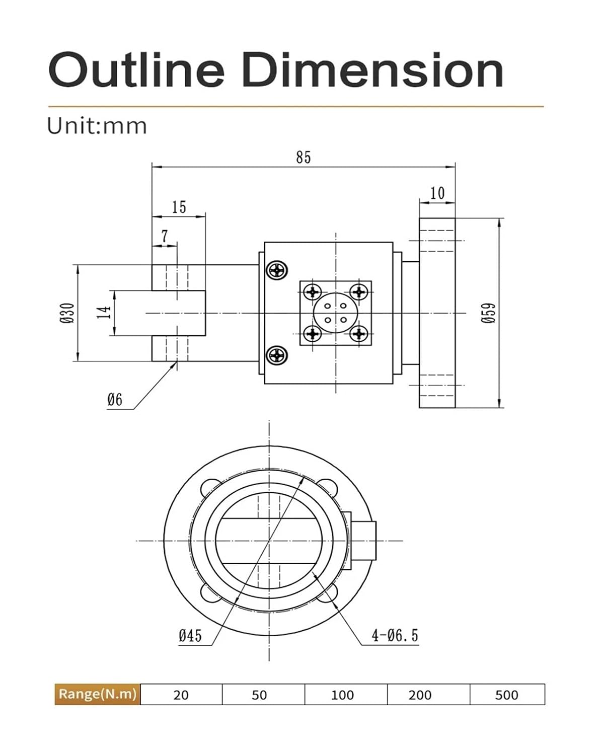 DYJN-102 Sensor Static Torque Strain Gauge Load Cell Force Wrench Measurement(20N.m)