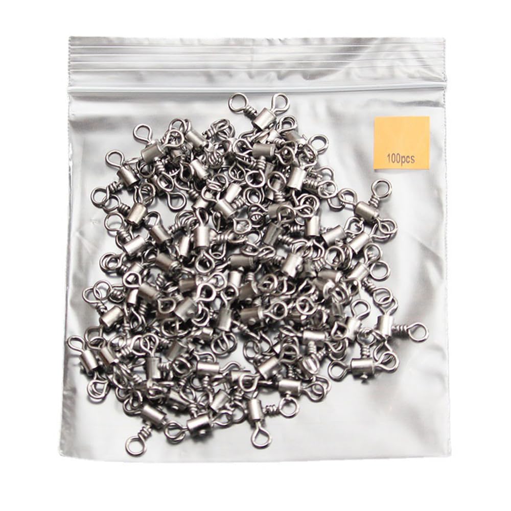 3-Way Crossline Fishing Swivels, 100pcs T-shape Rolling Swivels Barrel Triple Swivel, Line Hook Connector, Freshwater Saltwater Fishing Tackle, 3/0# (28mm)