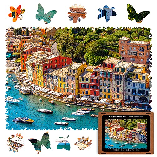 Unidragon Wooden Jigsaw Puzzles - Nature Italian Riviera, 500 Pcs, King Size 16.9"X11.8", Beautiful Gift Package, Unique Shape Best Gift For Adults And Kids #TOP13