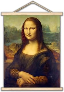 Mona Lisa Poster - Leonardo Da Vinci Canvas Wall Art - Portrait Painting Art - Wooden Frame Hanging Poster - World Classic Art Reappearance - Cool Wall Decor for Modern Home