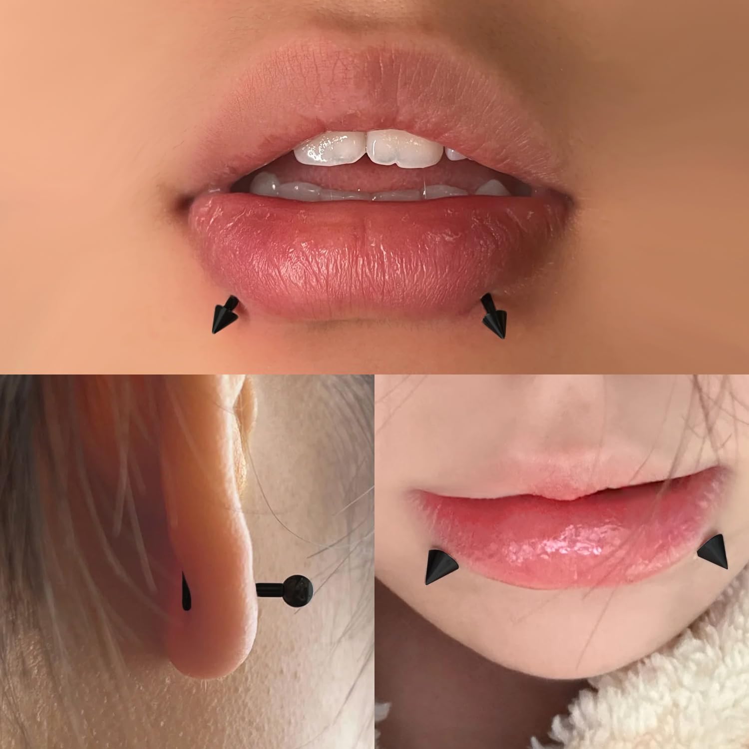 Dyknasz 16G Labret Jewelry Surgical Steel Medusa Piercing Jewelry Snake Bite Jewelry Monroe Piercing Jewelry Lip Rings for Women Men 6mm/8mm/10mm/12mm - Image 4