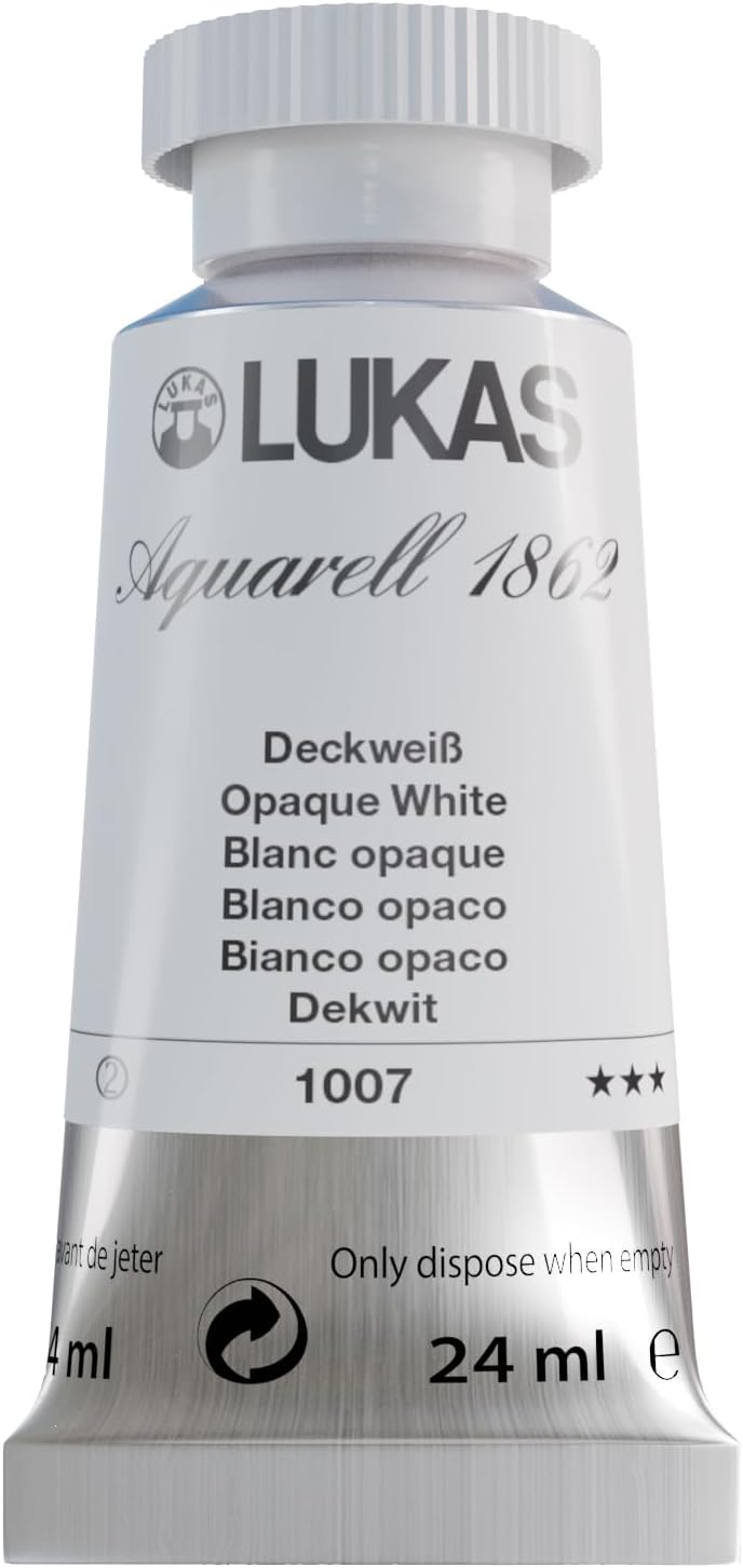 Lukas 1862 Aquarell Artists' Watercolor Tubes, Opaque White 24 ml - Vibrant Professional Grade Watercolor Paint - Easy-to-Wet, Intense Color, Long-lasting - Ideal for Professional Watercolorists