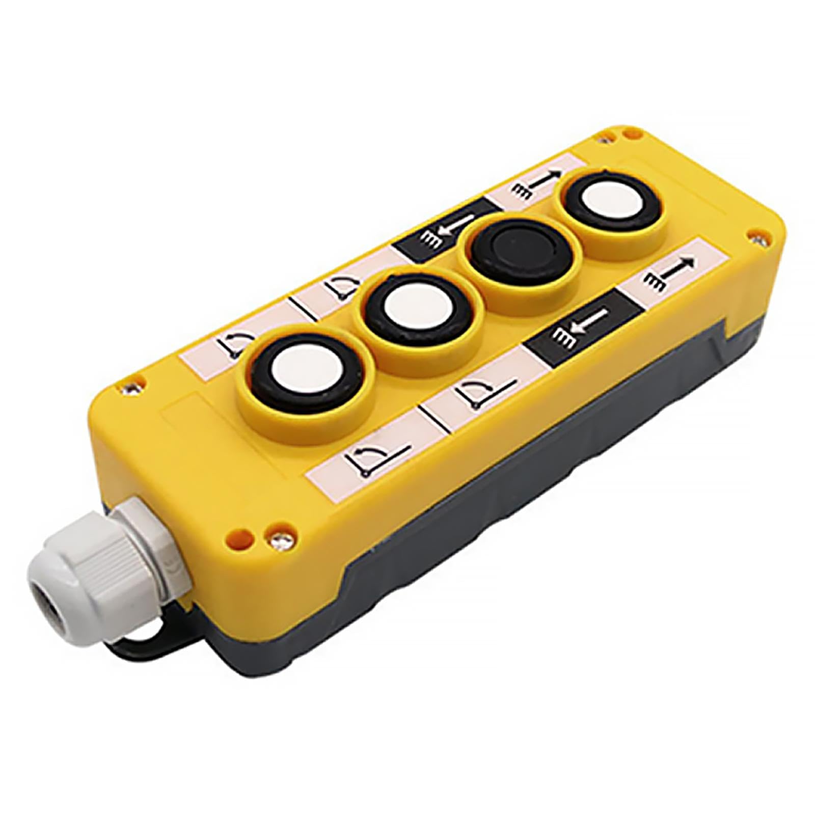 Push Button Switch Waterproof Plastic Control Box Hydraulic Control Button Box for Automation Device, Cranes, Hoists(4 Button Control Box)