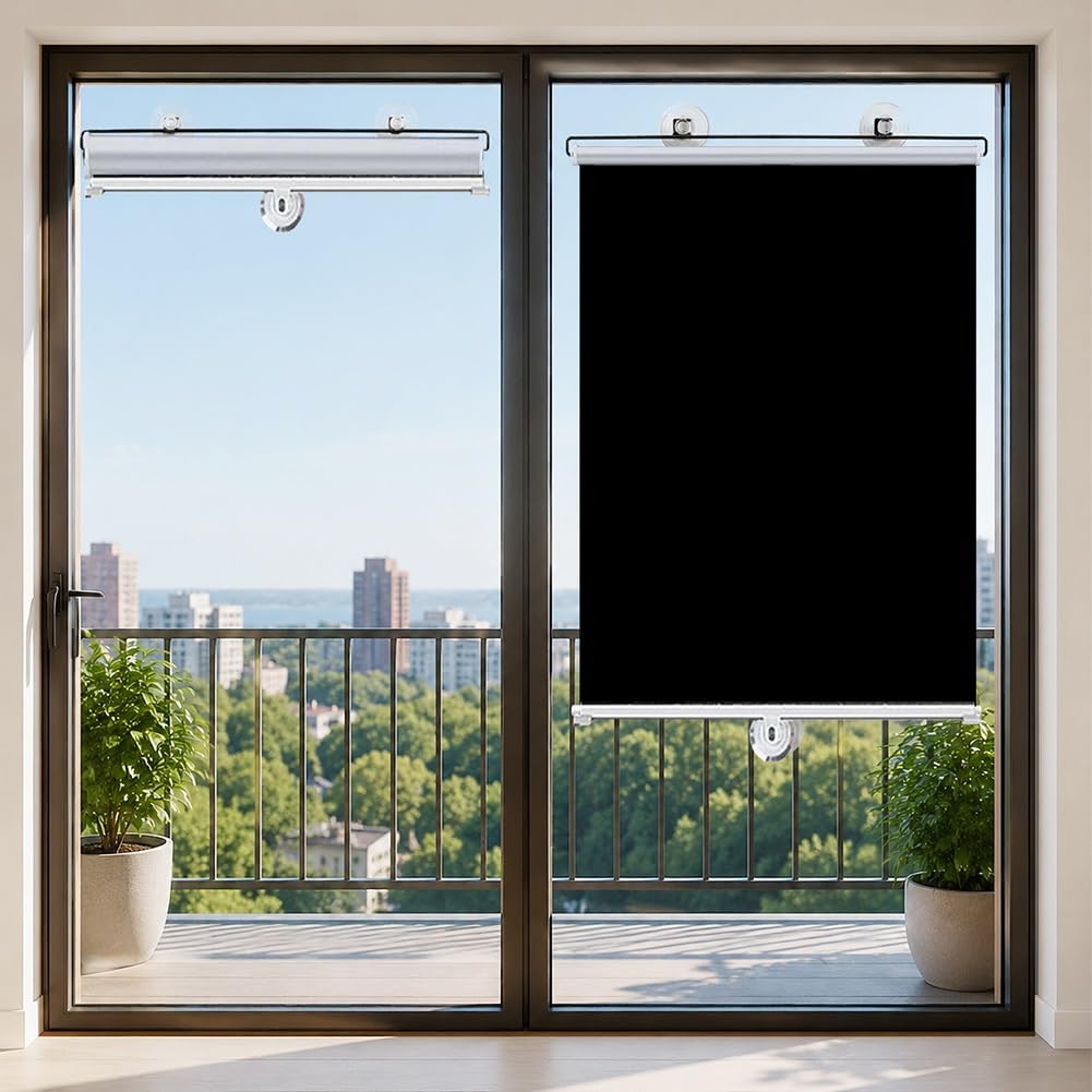 Generico Tenda A Rullo Senza Foratura 45x120 70x200cm Tenda Avvolgibile Oscurante Finestre con Ventose, Tendine Parasole A Rullo Retrattili per Auto Persiane Temporanea A Scomparsa(68x140cm)
