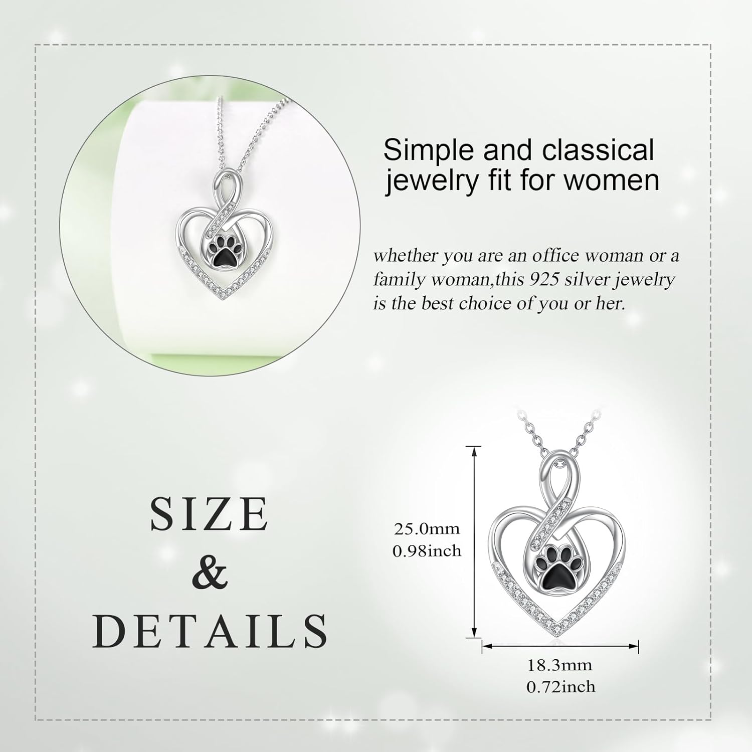 Paw Print Necklace 925 Sterling Silver Puppy Dog Cat Charms Pendant Jewelry Gift For Women, Animal Lovers, Pet Owners - Image 5