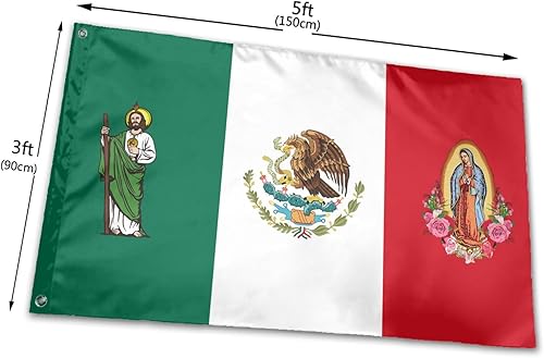 Miniatura 2 de Bandera mexicana de 3 x 5 pies para decoración de pared de San Judas Tadeo