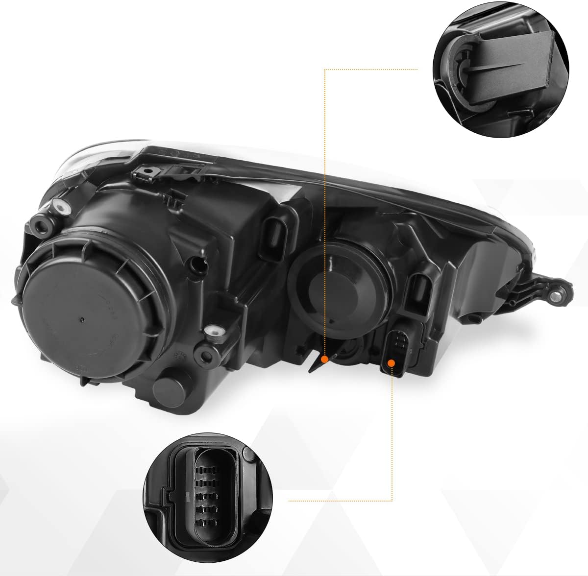 PM PERFORMOTOR 2Pcs Replacement Headlights Assembly Compatible with Jetta MK5 05-10 | Headlamps with Chrome Housing