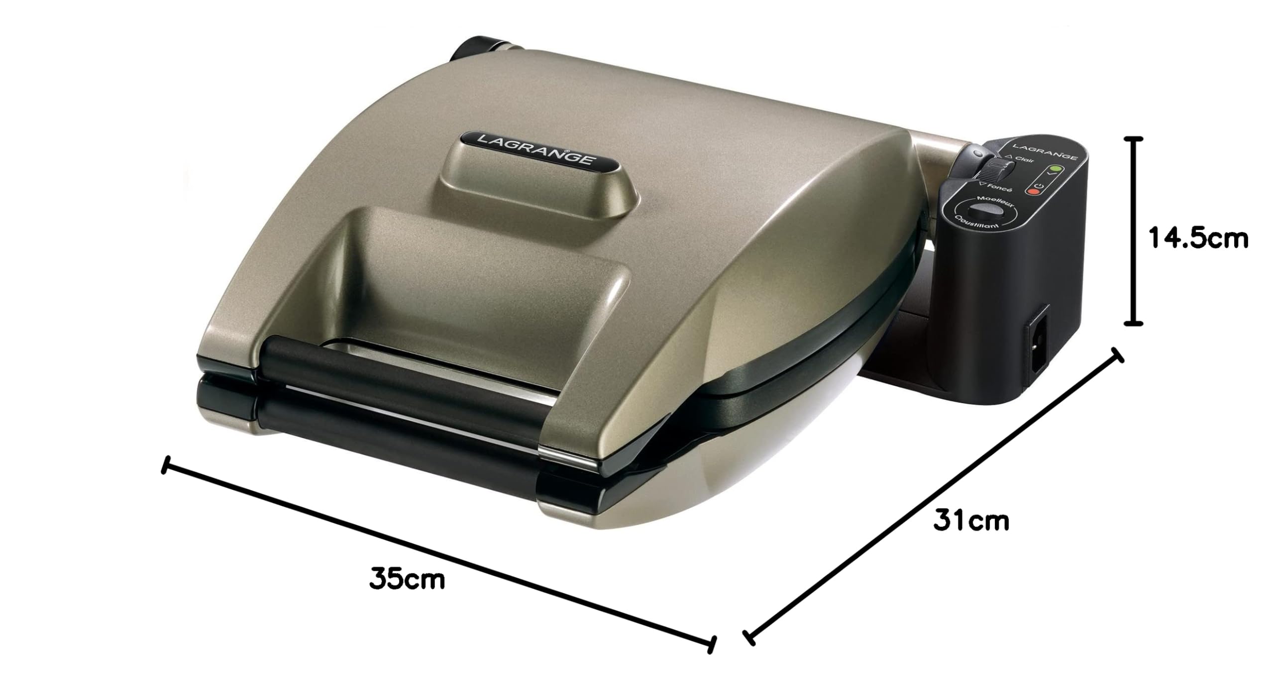 LAGRANGE Gaufrier Premium, 1200W, 2 jeux de plaques inclus (Gaufre & Croque Monsieur), Fabriqué en France, Réversible sur son socle, Cuisson personnalisée, Plaques amovibles, Multifonction, 019422
