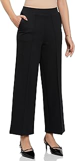 symbol premium Women's 'Desk-to-Dinner' High Rise Ankle Length Wide Leg Knit Trouser (Elasticated Waist | Formal Pants | Office Wear)-picture-31
