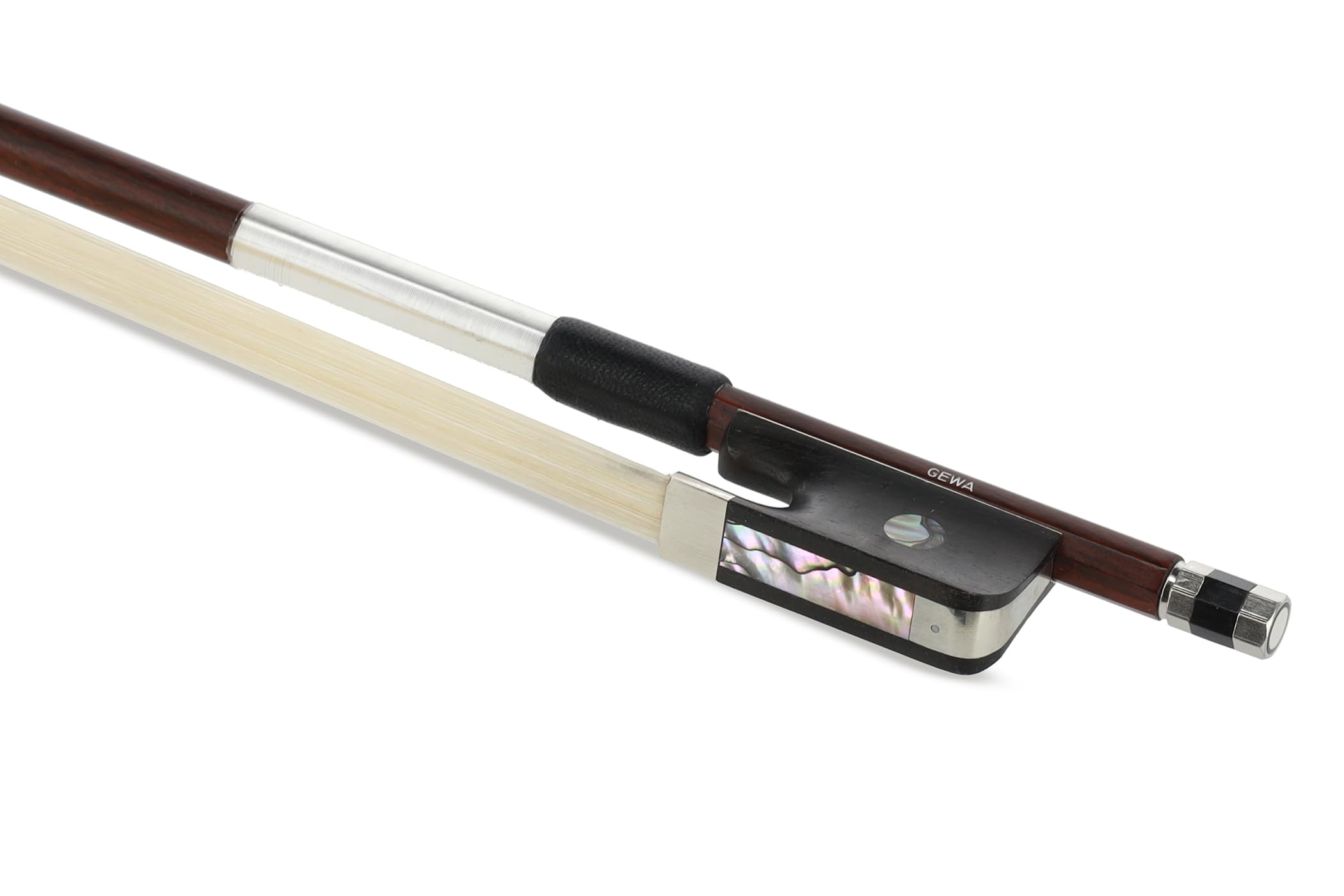 GEWA Viola Bow Carbon Student 4/4 - Wood Look Dark Brown - Ebony Frog - Natural Hair, Brown wood look - Image 3