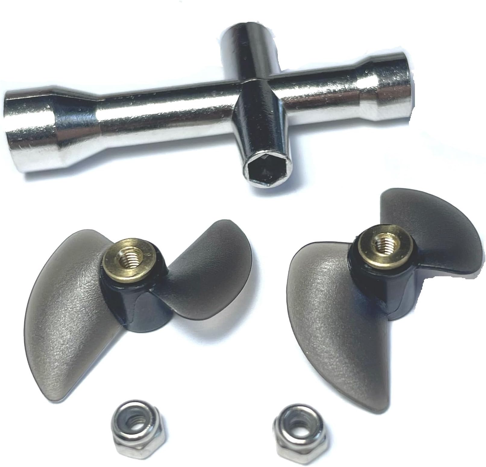 2pcs H102 Propeller Parts for H120 TKKJ H100 H106 H108 RC Boat Parts, H102 RC Boat Propeller with Nuts and Wrench