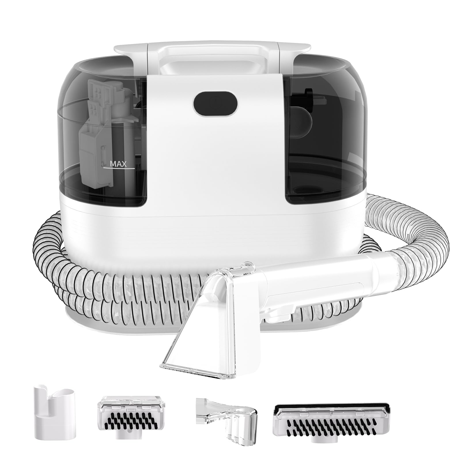Portable Carpet Cleaner Machine, 18Kpa Powerful Suction Spot Cleaner, Handheld Upholstery Cleaning with 2 Brushes, Hose Wet Cleaner for Sofa, Stains, Spills, Stairs, Car Seat, Mattress & Pet Messes