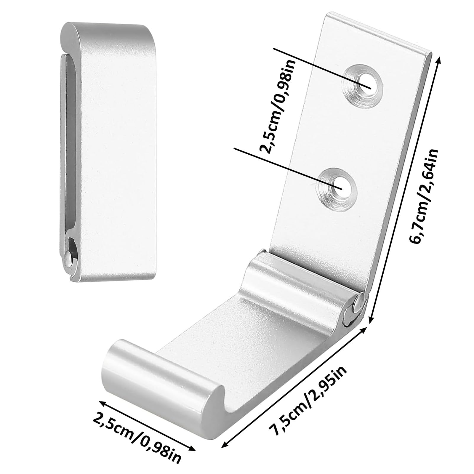 4 Crochets Muraux Pliables En Aluminium - Support Invisible Pour Manteaux, Clés, Sacs - Faciles à Installer (Argent)