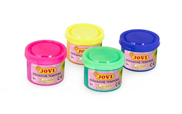 Foto 4 de 7 de Jovi - Pack de 4 botes de témpera glitter, multicolor, 35 mililitros (518)
