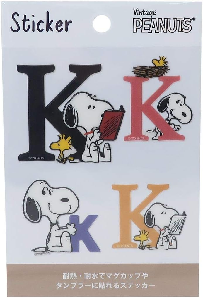 Snoopy [Heat Resistant Waterproof Initial Sticker] Decoration Sticker/Alpha Belt K Peanuts