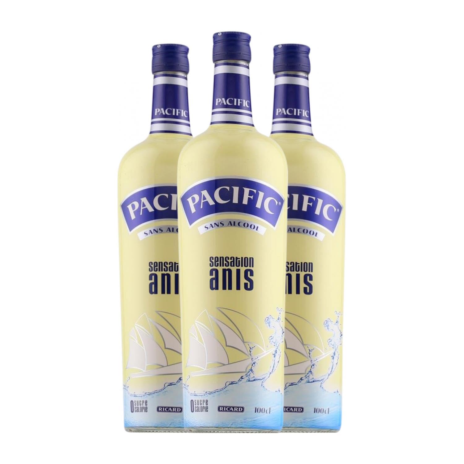 Anislikör PernodRicard Pacific Sensation 0,0 8 Jahre 1 L Sin Alcohol (Karton mit 3 Flaschen von 1 L)