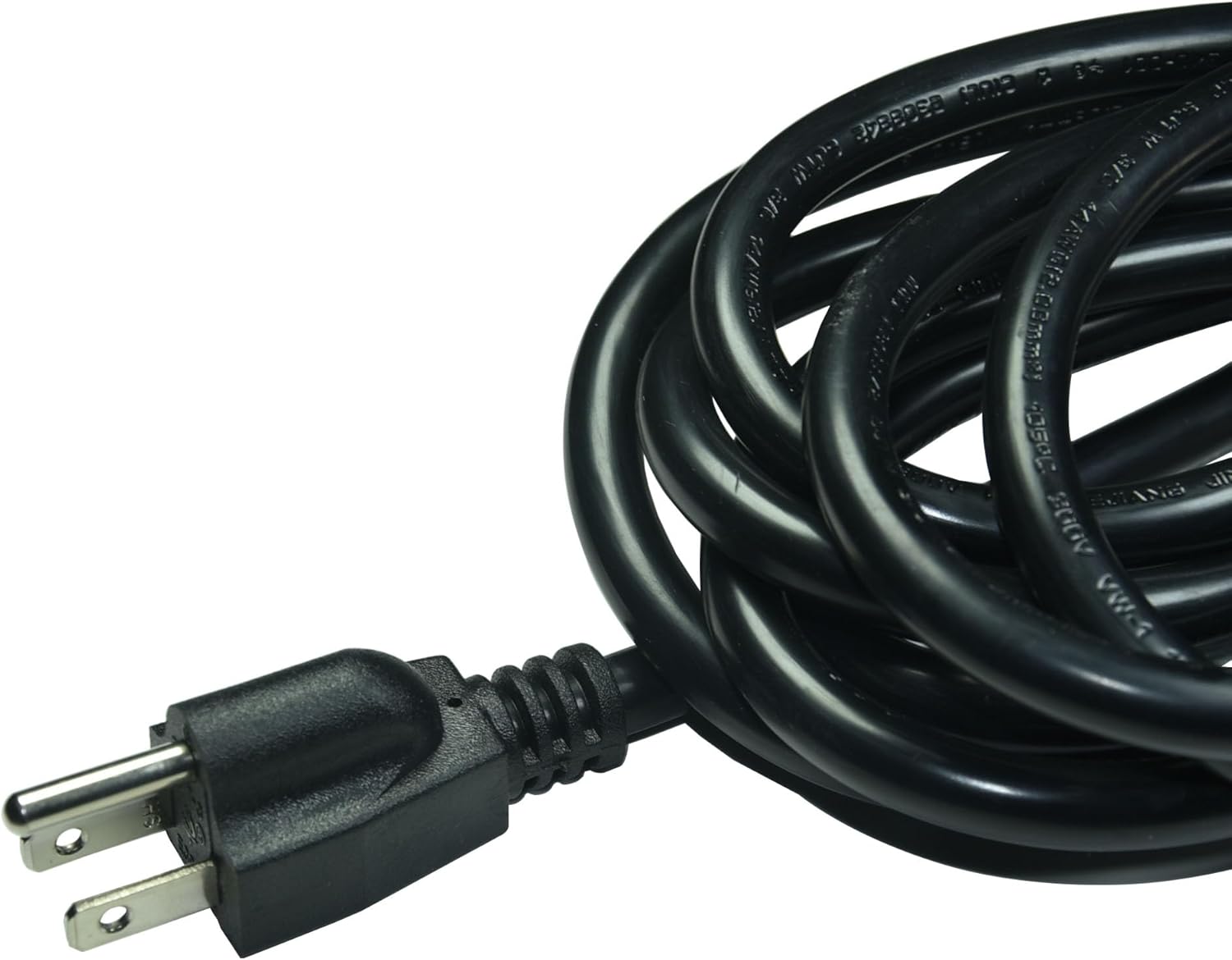 30ft 14 Gauge 3 Prong Heavy Duty Replacement Power Supply Cord Cable 110V 115V 120V Pigtail, Open Wiring End, NEMA 5-15 Plug US SJTW 14AWG (14/3), Black