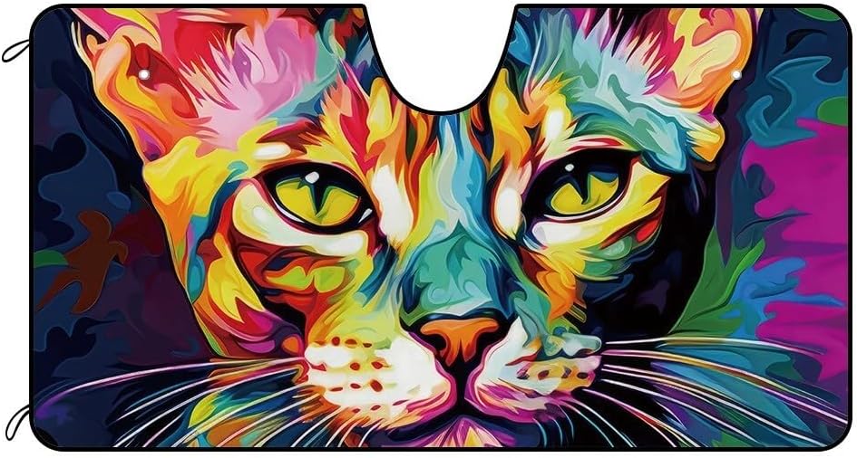 American Shorthair Devon Rex Cat Windshield Sunshade for Car Truck SUV Cute Pet Face Front Windows Sunshade Blocks UV Rays Sun Heat 51x26.8 Inch Style 1