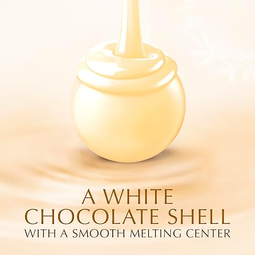 Vista 27 de Lindt LINDOR Trufas de caramelo de chocolate blanco, chocolate blanco con centro de trufa suave y derretida, bolsa de 5.1 onzas