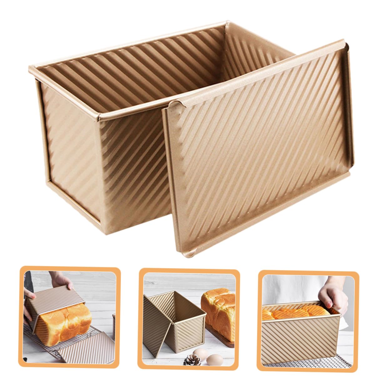 Alipis 2piezas Molde Antiadherente Para Pan Con Tapa Fácil De Limpiar Resistente Reutilizable