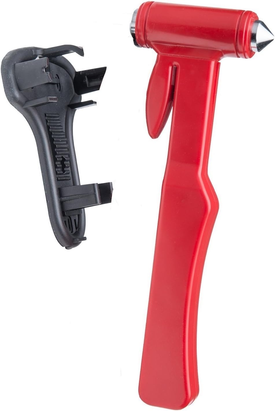 HOLlDAY SPECIAL: EMERGENCY CAR HAMMER - For Breaking Door Glass Window Cutting Stuck Seatbelts and Escaping A Bad Auto Situation – Red – Large Handle – Natural Easy Swing