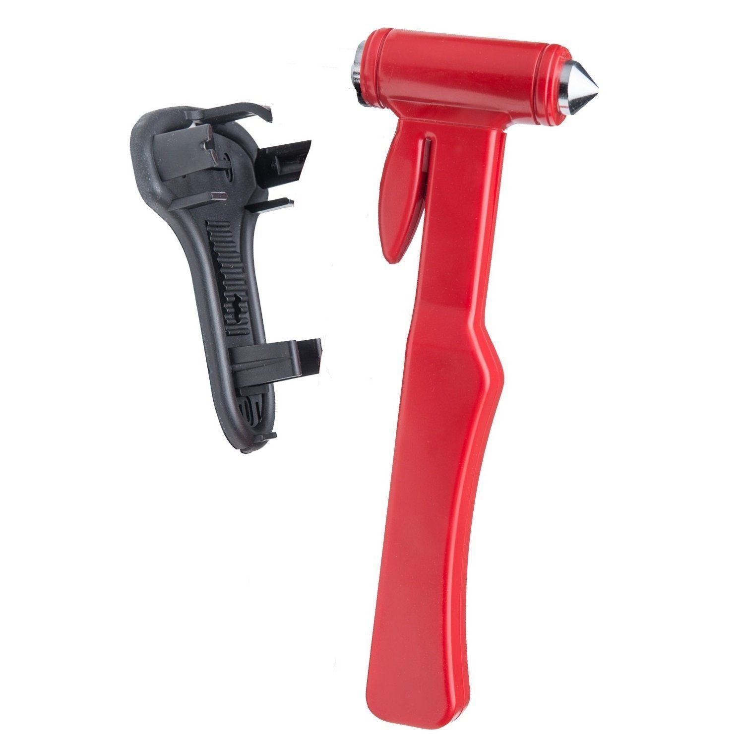 HOLlDAY SPECIAL: EMERGENCY CAR HAMMER - For Breaking Door Glass Window Cutting Stuck Seatbelts and Escaping A Bad Auto Situation – Red – Large Handle – Natural Easy Swing