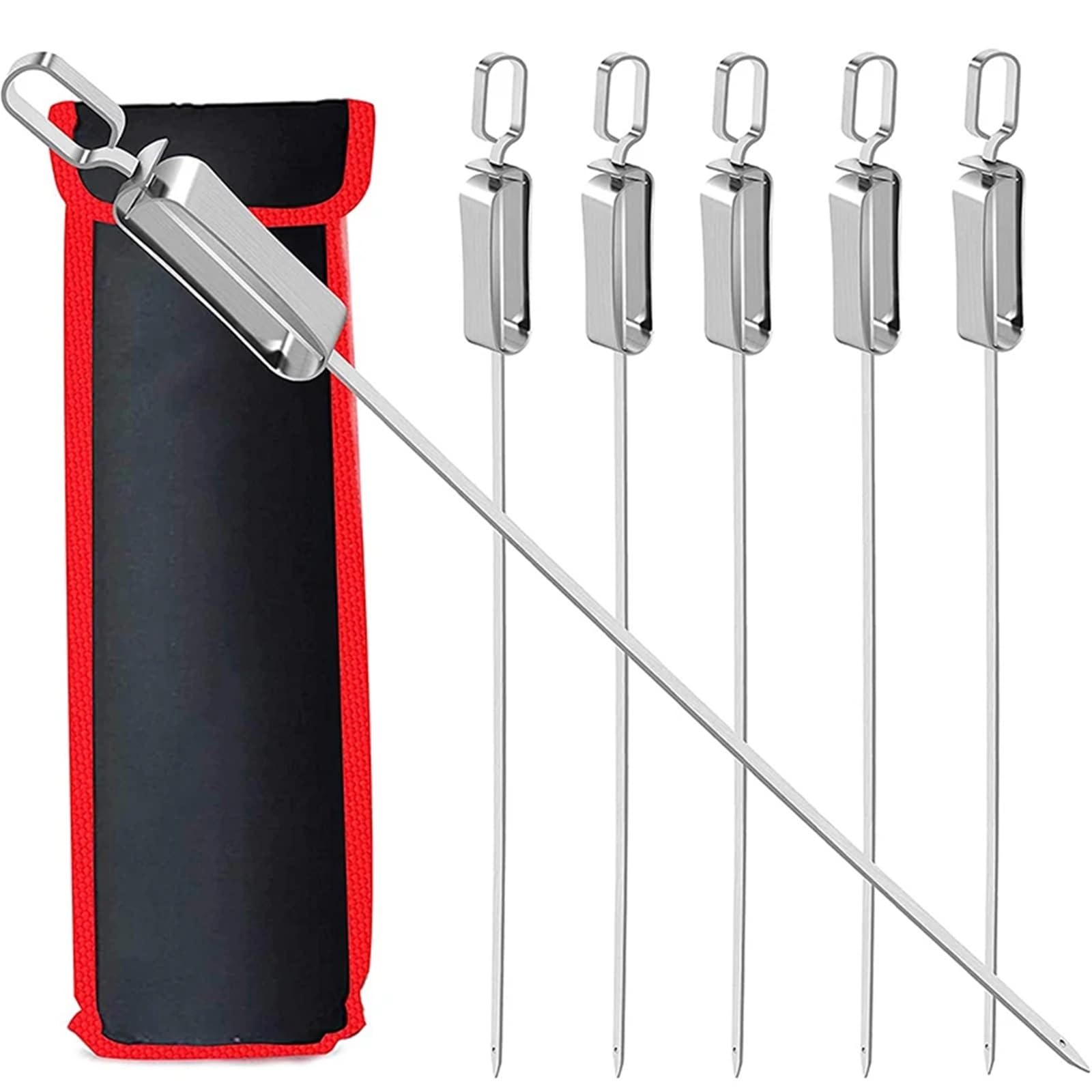 Brochetas de Metal Brochetas de brocheta 17 pulgadas for asar barbacoa plana acero inoxidable con mango deslizante Metal liberación rápida(45.6cm)