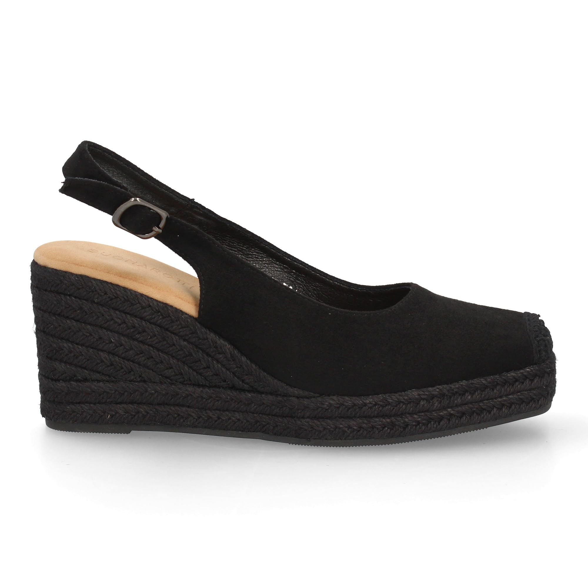 shoes&blues.es Alpargata de Mujer con Cuna y Plataforma, Monocolor, Parte Delantera Cerrada, Talon Abierto, Cuna de Yute Trenzado Ligera y Comoda para la Temporada Verano.