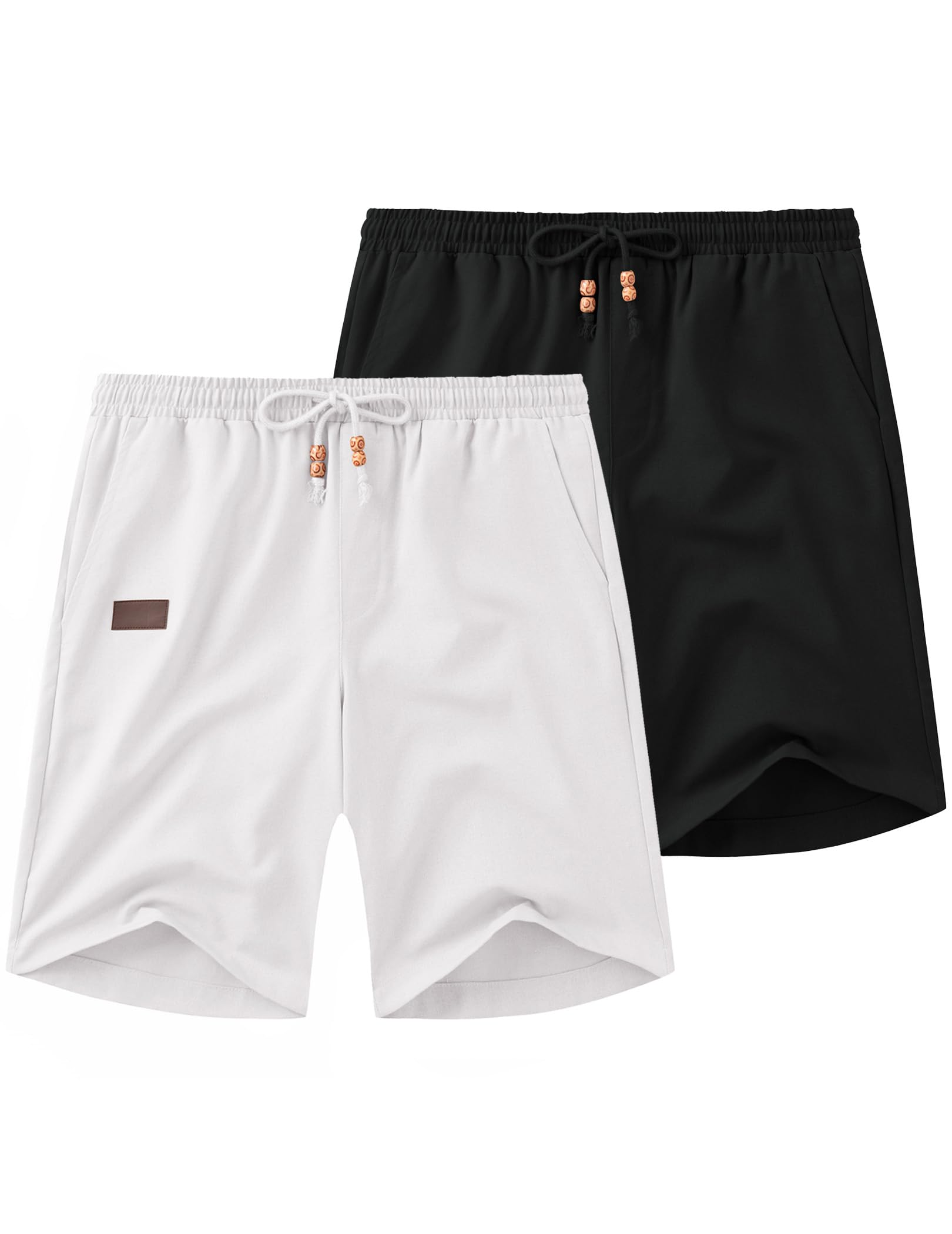 COOFANDY Men Linen Beach Shorts Casual Drawstring Summer Vacation Shorts