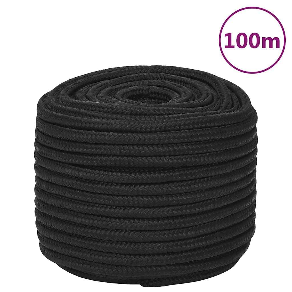 Corda da ormeggio in polipropilene, nera, 12 mm, 100 m, per barche a vela, yacht, pesca, campeggio