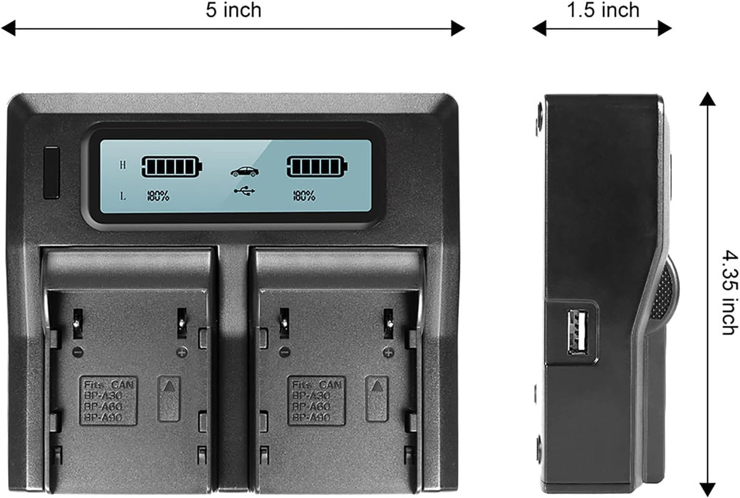 BM Premium 2 Pack of NP-T125 Batteries and Dual Bay Battery Charger for Fujifilm GFX 50S, GFX50S, GFX 50R, GFX50R, GFX 100, GFX100 Cameras and Fujifilm VG-GFX1 Battery Grip