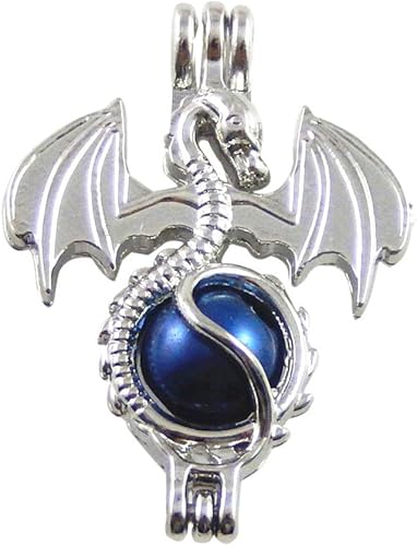 Julie Wang 10 Uds. Color plateado pequeño medallón dragón encanto para aromaterapia aceite esencial difusor colgante collar fabricación, Metal no