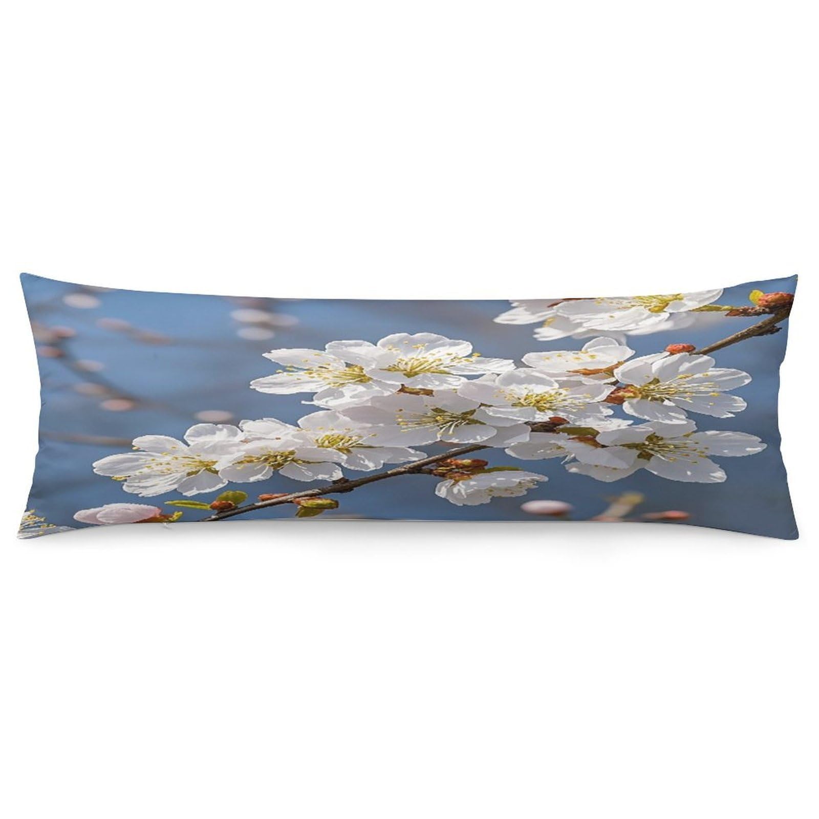 Japanese Floral Cherry Blossom Body Pillowcase Soft Breathable Full Long Pillow Cover 20x54 Inches Polyester Pillow Case with Hidden Zipper Closure for Bedroom Home Decorations