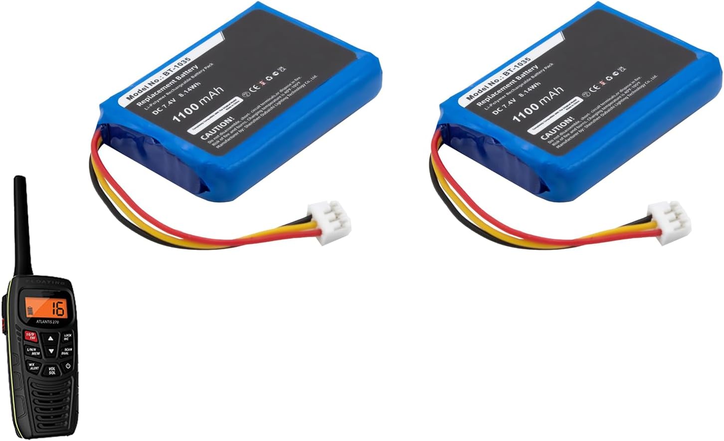 (2-Pack) BBTG092001, BT-1035 Replacement Battery Fit Model Atlantis 270 1100mAh