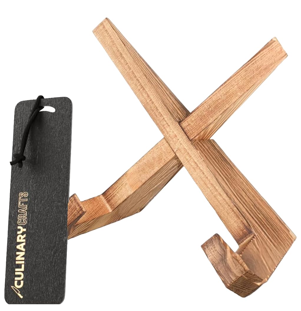 Brown Recipe Book Stand for Cookbook with Bookmark, Wooden Kitchen iPad and Book Holder for Display Stand, Cook Book Stand for Reading Hands Free