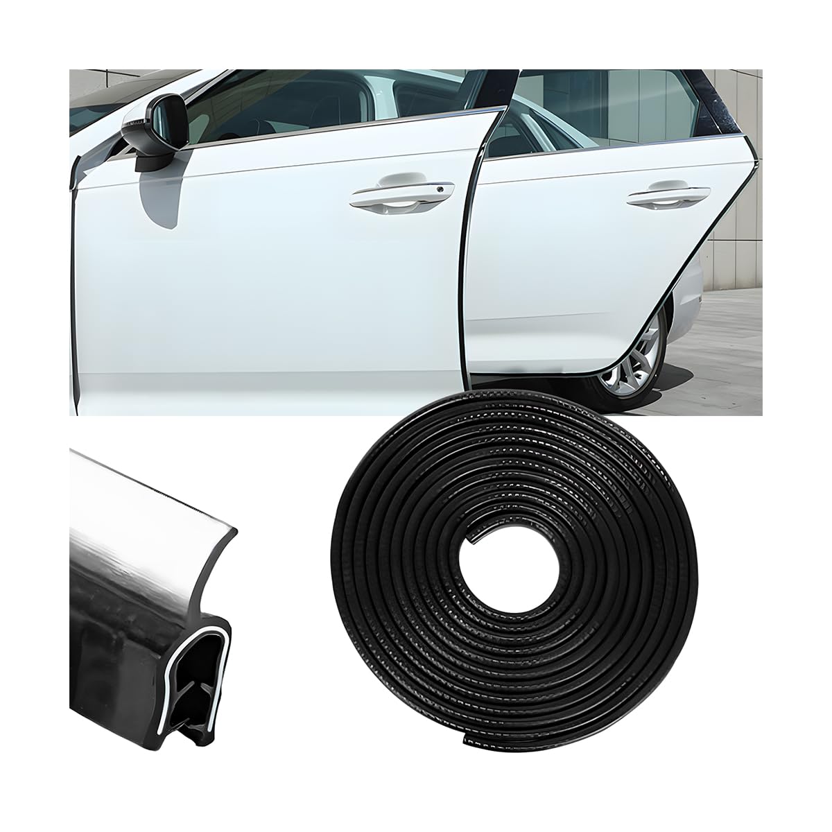 Osilly 33FT PVC U-Shaped Car Door Edge Guards, Black