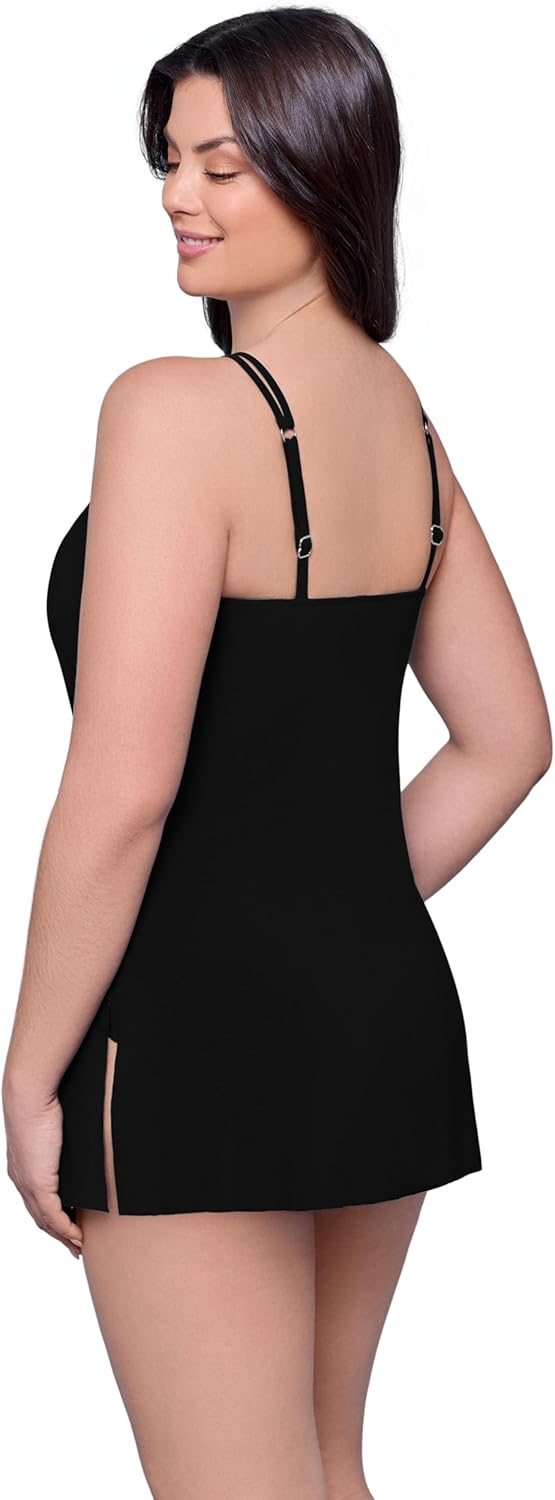 Aqua Green Womens Keyhole Neckline Adjustable Coverage Slimming Swimdress - Image 3