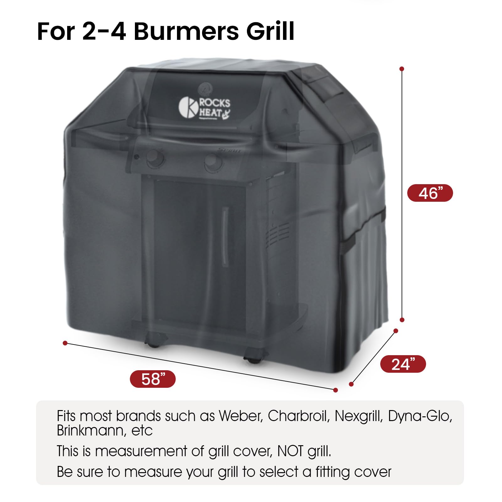 ROCKSHEAT Grillabdeckung 147x61x117 Cm – 600D Wasserdicht, Für Weber, Charbroil, Nexgrill U.a.