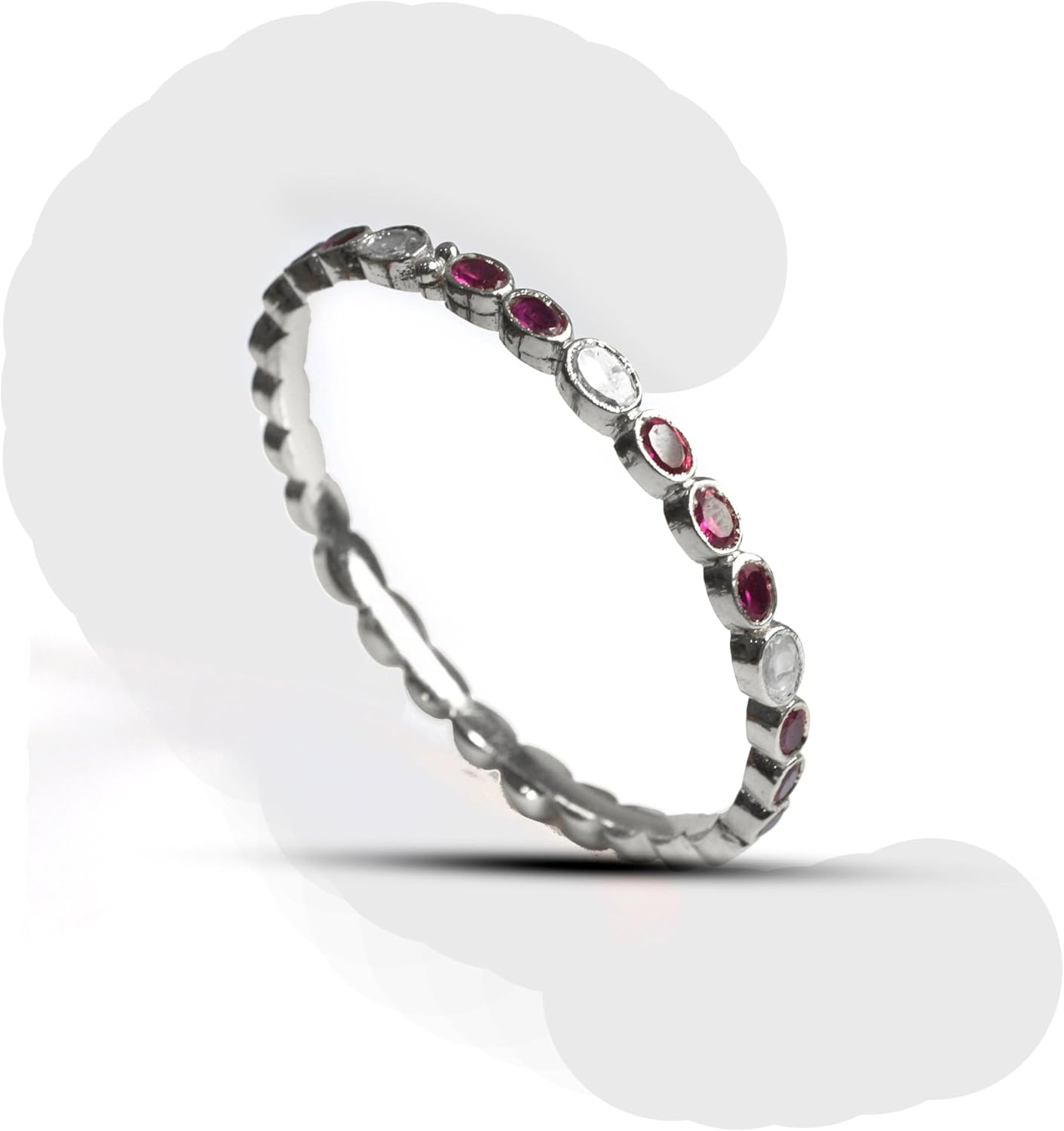 Ruby & Polki Gemstone Bangle, Multi Stone Bracelet, Vintage Dainty Minimal Design