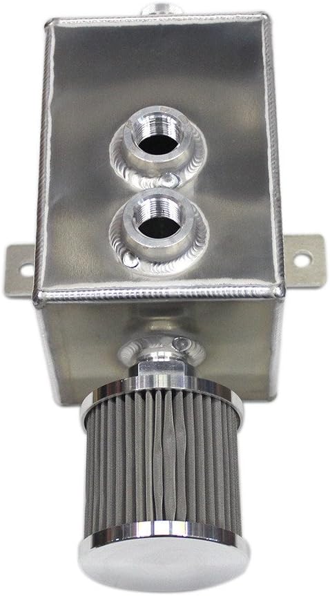 Auto Racing Engine Oil Catch Can Tank with Filter Breather & Drain Tap Aluminum 2000ml
