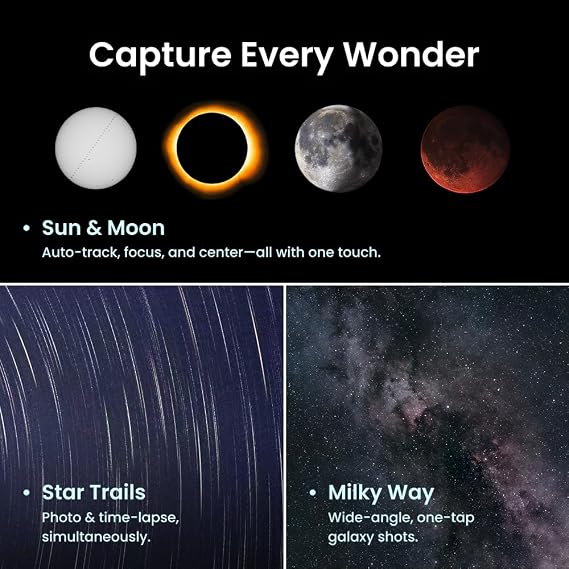 DWARFLAB Dwarf Mini Smart Telescope - 1.85lb Portable Astronomy Telescope | App Control, Auto GOTO, AZ/EQ Modes, 90-Second Exposure, Light Pollution Filter, Cloud Processing, 360° Pivot Freedom