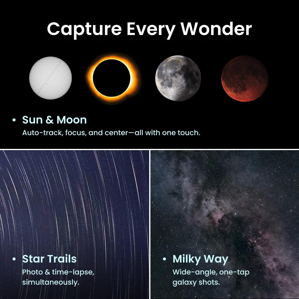 DWARFLAB DWARF Mini Télescope Intelligent - Télescope d'astronomie ultra-portable de 840g pour l'astrophotographie avec filtres intégrés, Auto GOTO, mode AZ/EQ et traitement cloud
