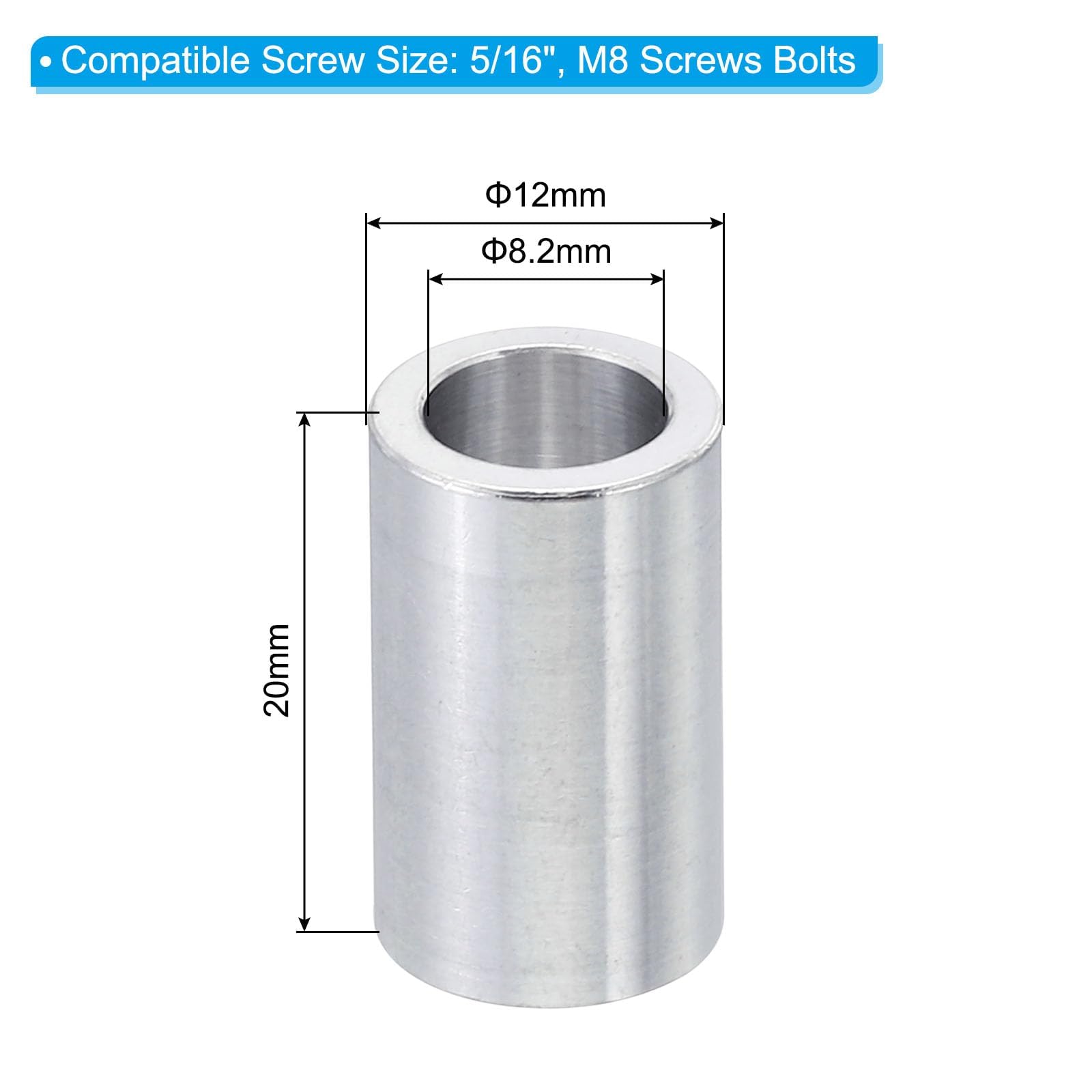 TA-VIGOR 10Pcs M8 Aluminum Spacer - Image 2