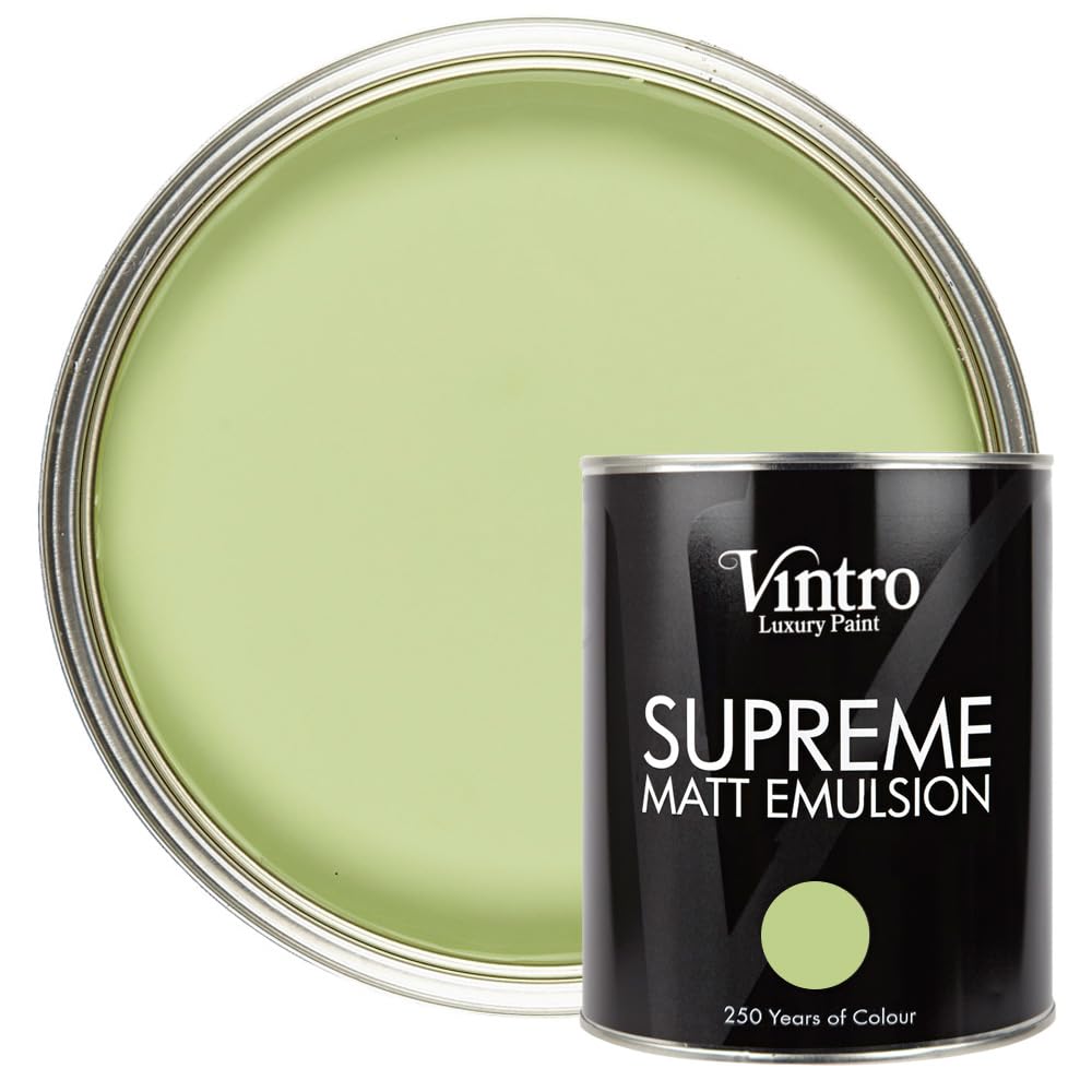 Vintro | Luxury Matt Emulsion | Mid Green | Smooth Chalky Finish | Multi Surface Paint | for Walls, Ceilings, Wood and Metal | 1L (Mid Green - Eden) — image 1