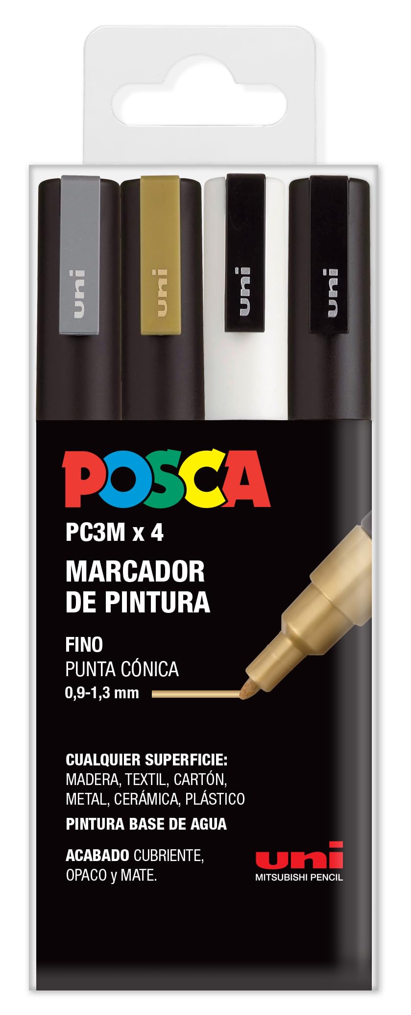 UNI Posca Set PC 3M GSWB - Pack 4 rotuladores