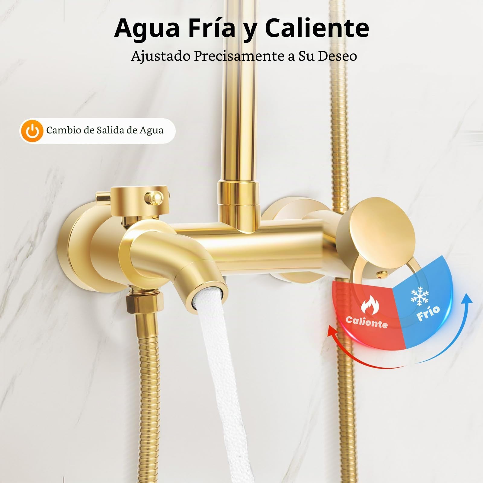 Set de ducha de columna, en latón envejecido, con ducha de mano de latón, en estilo retro, altura regulable 80 ~ 117 cm, montaje en pared