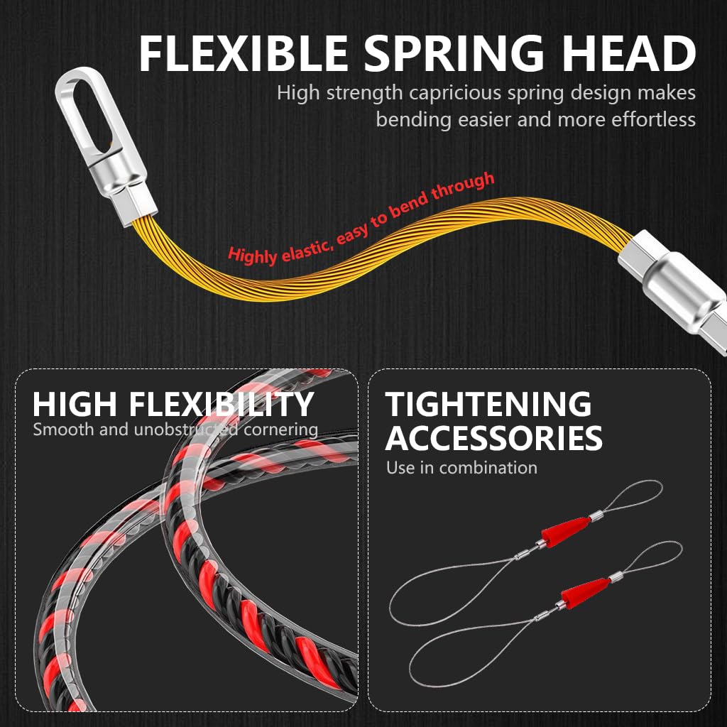 Serplex® 50ft Fish Tape Wire Puller Pulling Wire Through Conduit Easy Wire Puller Tool with Dual Looped Ends Braided Flexible Wire Puller Tool for Walls, Floors, Electrical Conduit, Networking 3