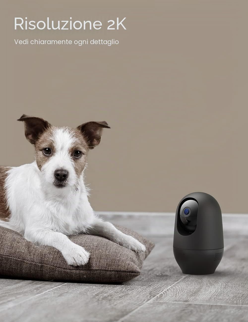 Nooie Telecamera di sorveglianza 2K interna, 360° WLAN baby monitor con fotocamera, telecamera per cani con app, monitoraggio del movimento, visione notturna, audio bidirezionale
