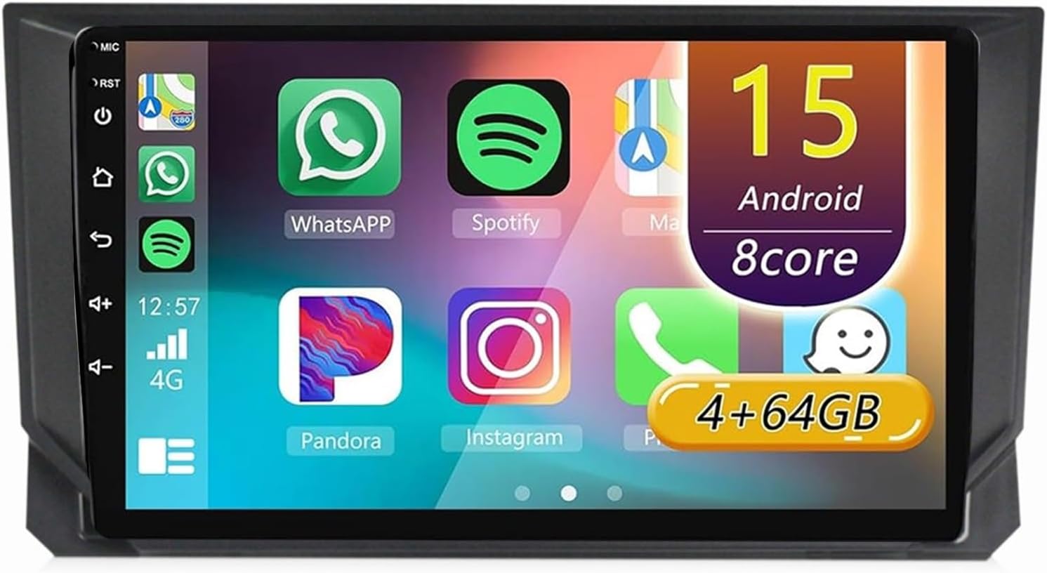 Android 15 Car Radio for Seat Ibiza 2017-2020 Wireless CarPlay 2 Din 9 Inch Touch Screen Car Radio With Hands Free Call FM Radio SWC GPS Navi AHD Backup Camera WIFI(C 8core(4G+64G))